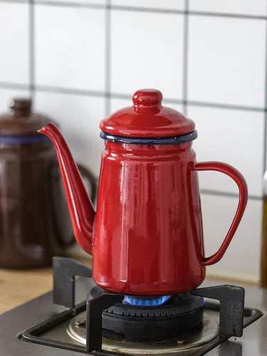 1pc 800ml Coffee Cooker Kettle Enamel pot Household hand coffee pot kitchen Boiling water Teapot Lard Coffee Kettle