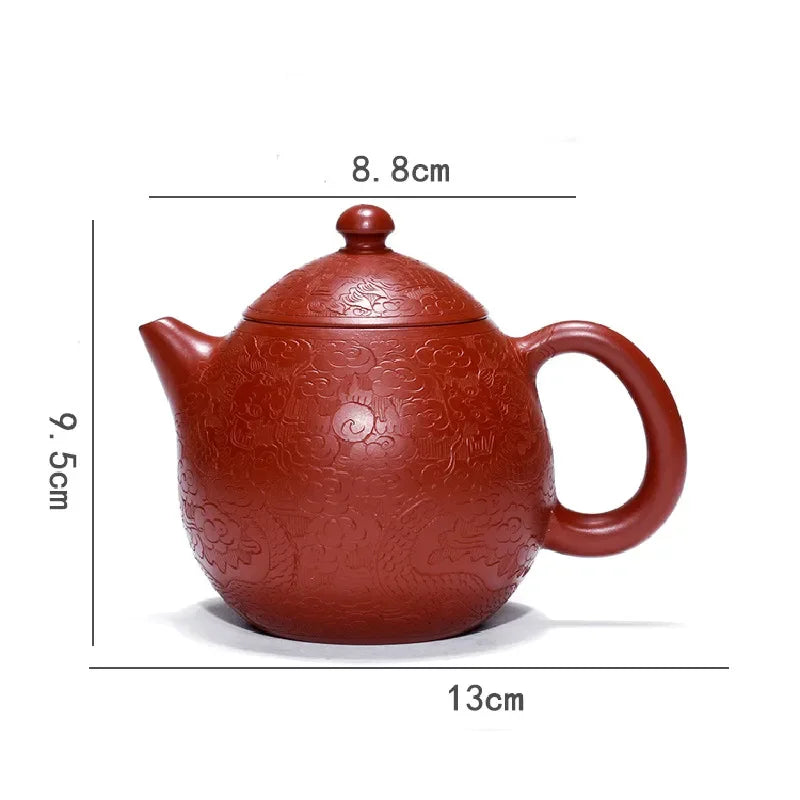 1pc Hand-carved Purple Clay Teapot Handprint Dragon Pattern Raw Ore Dahongpao Kettle Yixing Famous Tea Pot Teaware Tea Ceremony