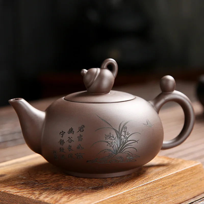 1pc Handmade Purple Clay Teapot Chinese Authentic Yixing Tea Pot Beauty Kettle Household Tea Ceremony Customized Gifts