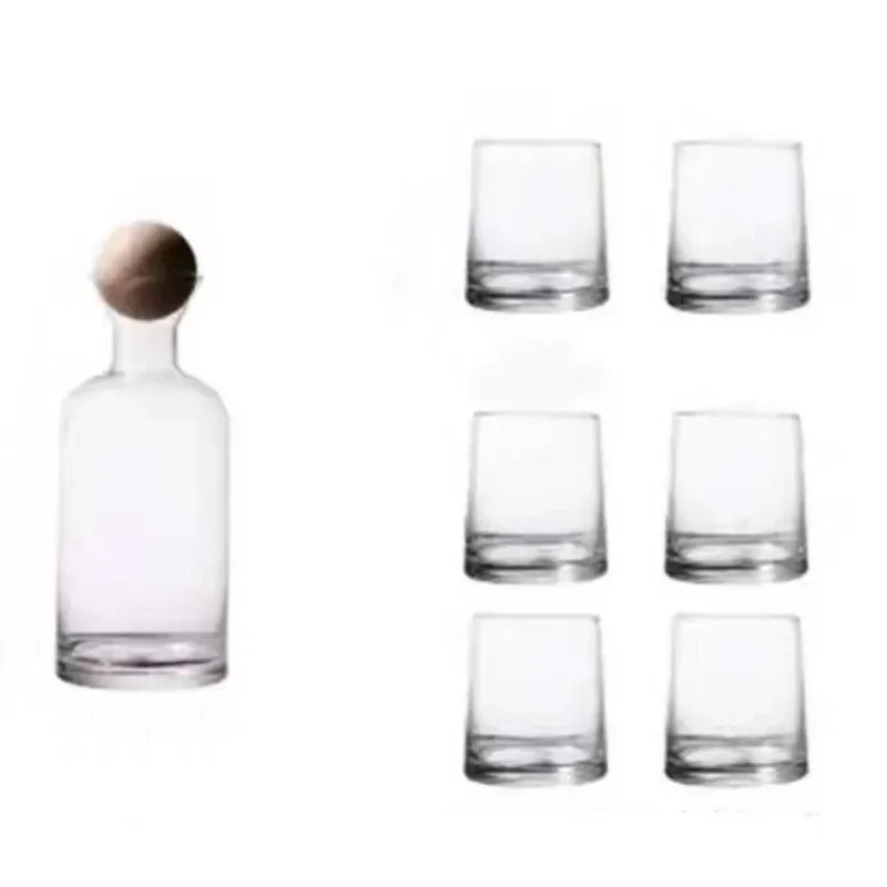 1pcs 1.2L Large Capacity Glass Water Kettle and 6pcs 250ml Glass Water Cups Set Creative Household Juice Milk Tea Drinkware