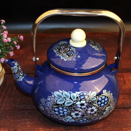 2.4/2.5L Hand Painted Enamel Teapot Ethnic Restaurant Milk Tea Kettle Tea Set Boiling Kettle