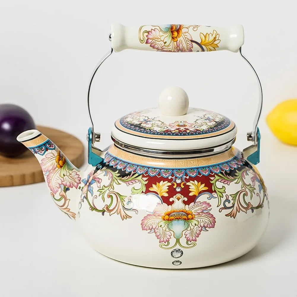 2.4L thick enamel pot jug Chinese medicine pot induction cooker gas water kettle tea enamel vintage kettles