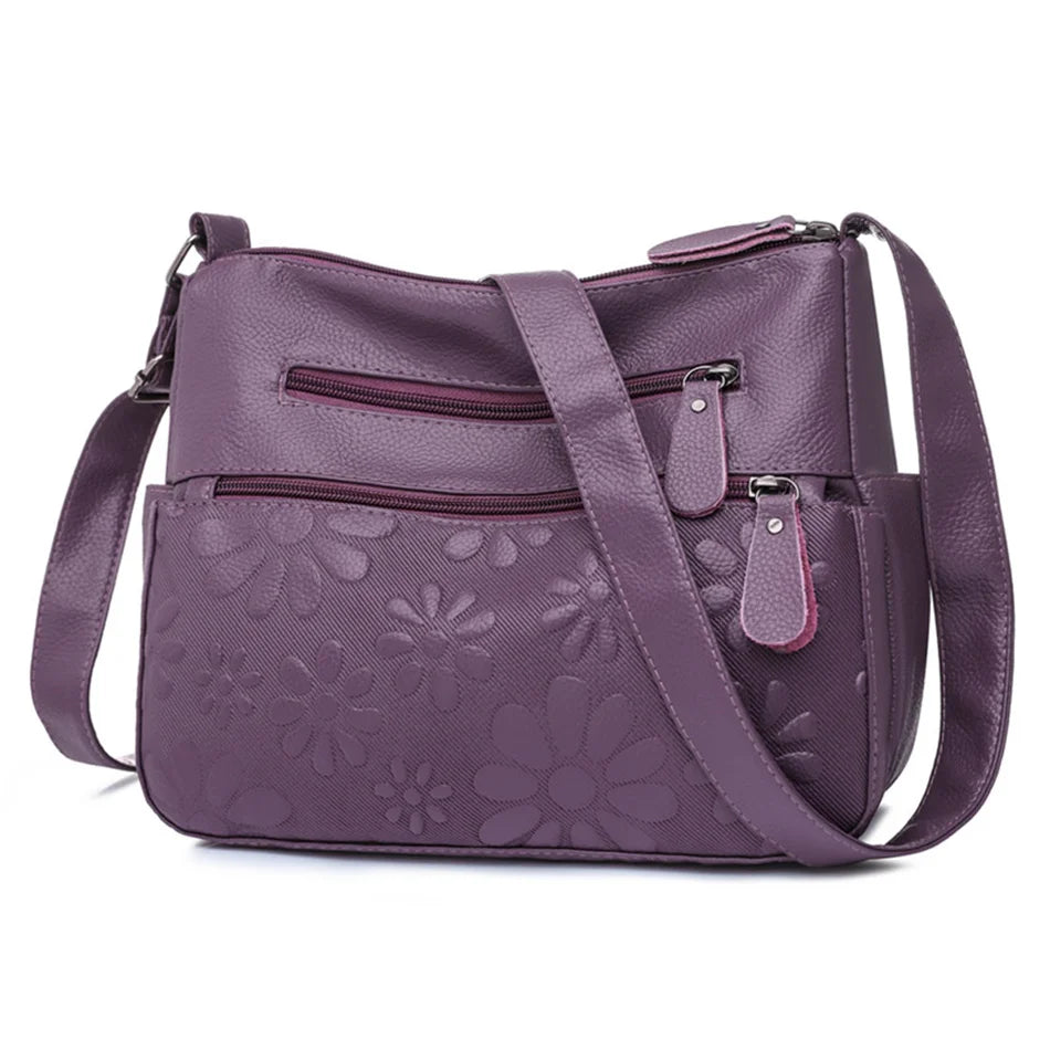 2 Layers Casual Women's Bags New Large Capacity Shoulder Crossbody Handbags and Purse Multi-pocket Leather Messenger Sac Bolsa