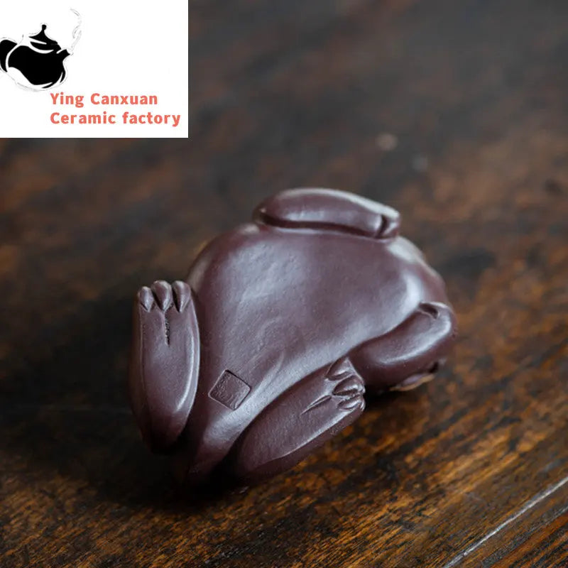 2 Pcs/set Lucky Animal Statue Ornaments Yixing Purple Clay Tea Pet Sculpture Tea Figurine Crafts Chinese Tea Set Decoration Gift