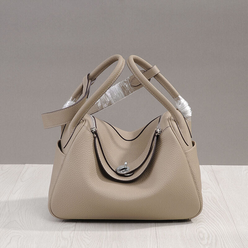 (20/26/30) Real Leather Double Handles Silver Clasp Box Tote Shoulder Bag Purse Buy Our Tea