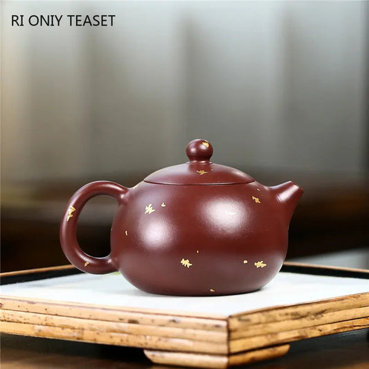 200ml Chinese Yixing Authentic Purple Clay Teapots Famous Handmade Xishi Tea Pot Raw Ore Purple Zhu Mud Kettle Zisha Tea Set