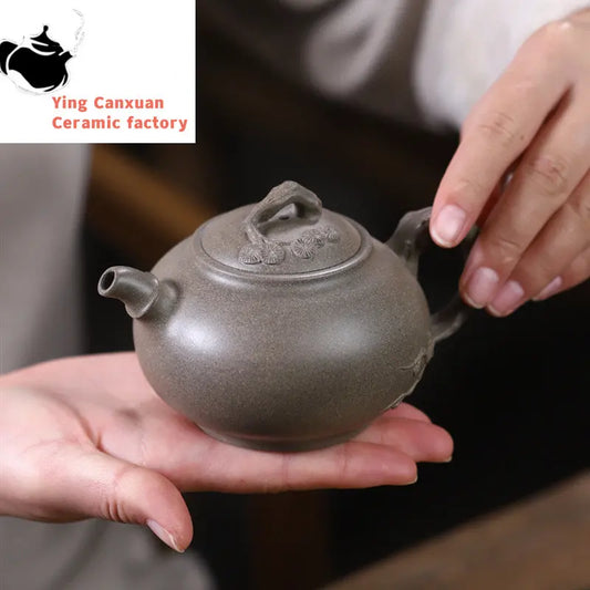 200ml Chinese Yixing Purple Clay Teapots Famous Artists Handmade Tea Pot Raw Ore Green Section Mud Kettle High-end Zisha Tea Set