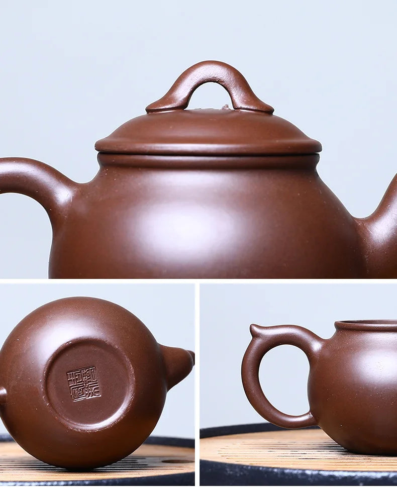 200ml Chinese Yixing Purple Clay Teapots Famous Artists Handmade Tea Pot Raw Ore Purple Mud Beauty Kettle High-end Zisha Tea Set