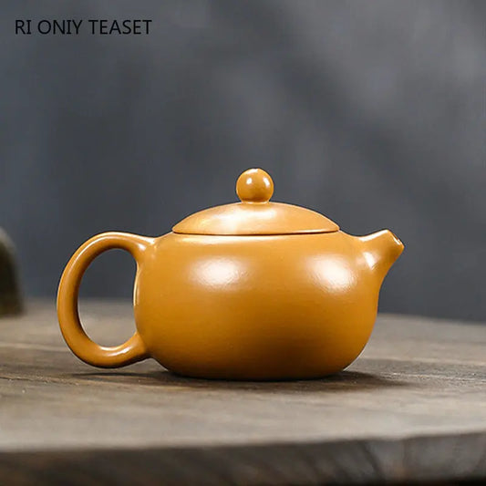200ml Chinese Yixing Purple Clay Teapots Famous Artists Handmade Xi Shi Tea Pot Raw Ore Gold Zhu Mud Kettle Zisha Tea Set Gifts