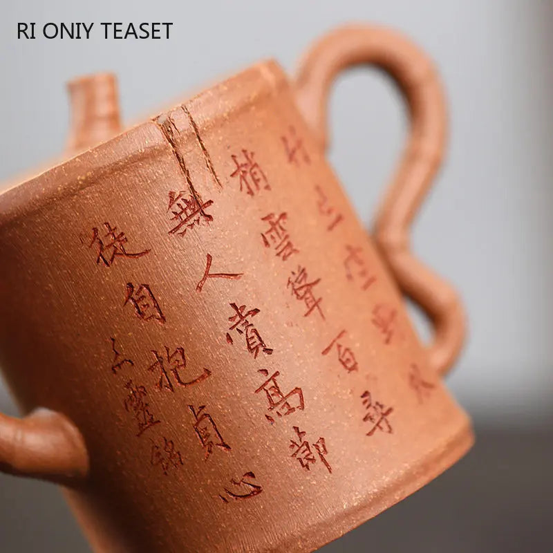 200ml Chinese Yixing Purple Clay Teapots Famous Handmade Bamboo Joint Shape Tea Pot Raw Ore Beauty Kettle High-end Zisha Tea Set