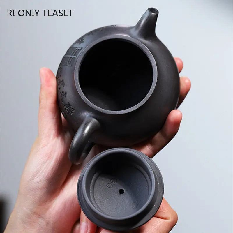 200ml Chinese Yixing Raw Ore Purple Clay Teapots Famous Artists Handmade Tea Pot Kettle Authentic Zisha Tea Set Teaware