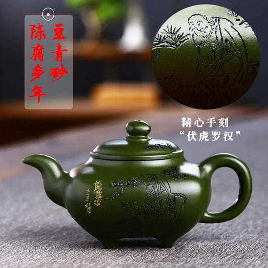 200ml Classic Yixing Purple Clay Teapot Raw Ore Green Mud Antique Tea Pot Zisha Filter Beauty Kettle Household Chinese Tea Set