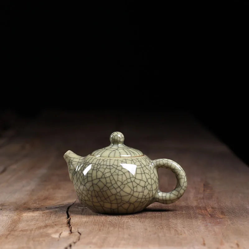 200ml Traditional Chinese Style Celadon Crackle Solid Color Ceramic Small Teapot China Ru Kiln Porcelain Tea Set