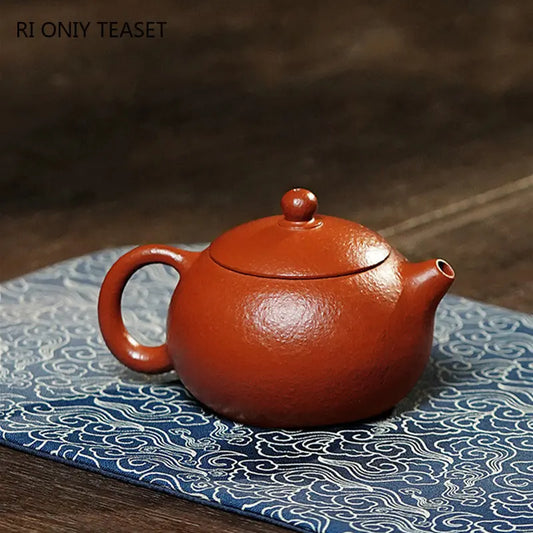 200ml Yixing High-end Purple Clay Teapots Famous Handmade Xishi Tea Pot Coarse Sand Dahongpao Kettle Chinese Zisha Tea Set