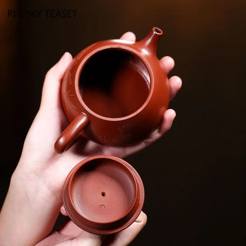 200ml Yixing Purple Clay Teapots Famous Handmade Stone Scoop Tea Pot Raw Ore Dahongpao Beauty Kettle Chinese Zisha Tea Set