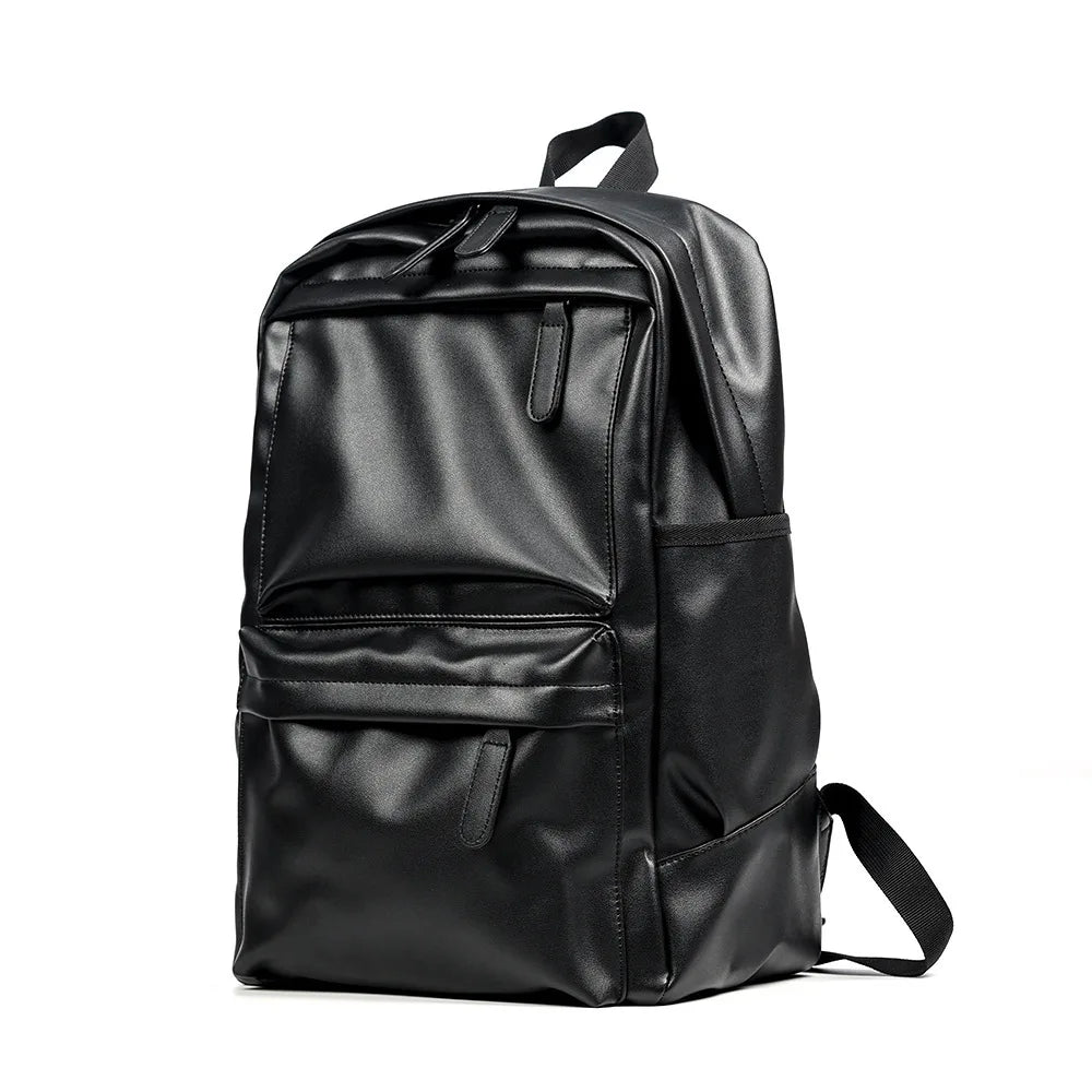 2022 New Men PU Leather Backpacks Large Travel Business Laptop Bags for Student Black Bagpack Boy Big School Male Shoulder Bag