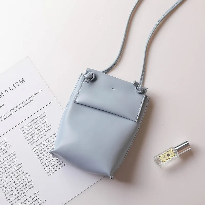 2022 New Retro Khaki Mobile Phone Bag Fashion Woman Mini Shoulder Bags Sweet Crossbody Pouch Soft Simple Small Flap Bags