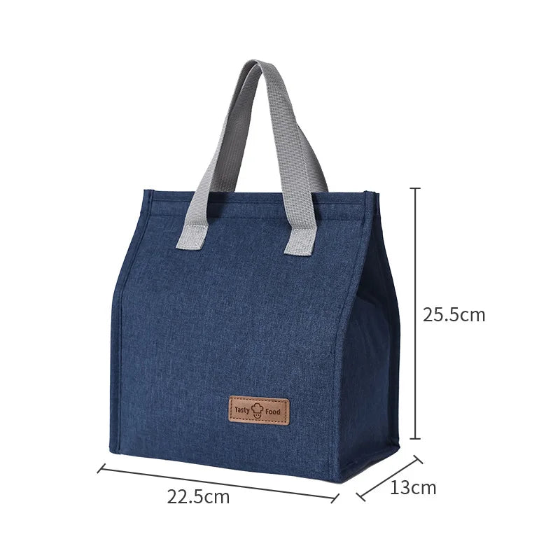 2022 New Solid Insulated Lunch Box with Handle Oxford Student Lunch Bags Simple Portable Picnic Cooler Bag Bento Food Pack Bolsa