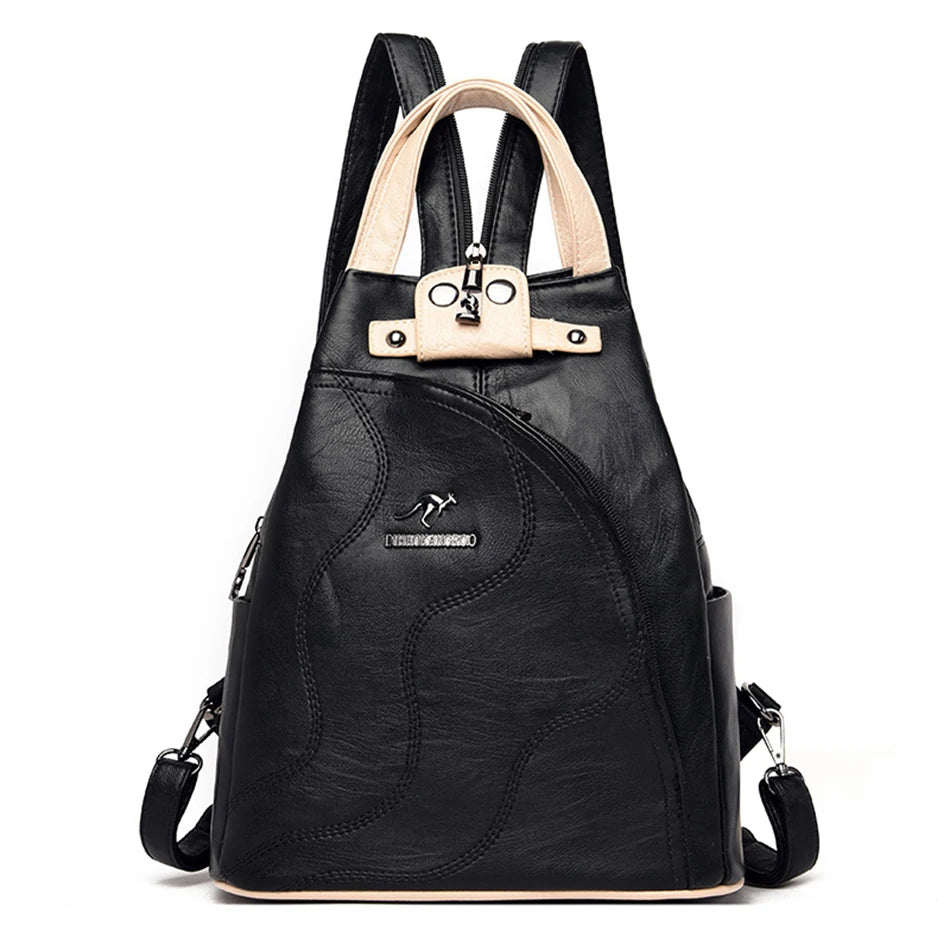 2022 Soft Leather Women Backpack Large Capacity Female Anti-theft Bagpack Multifunctional Travel Shoulder Crossbody Sac Mochilas