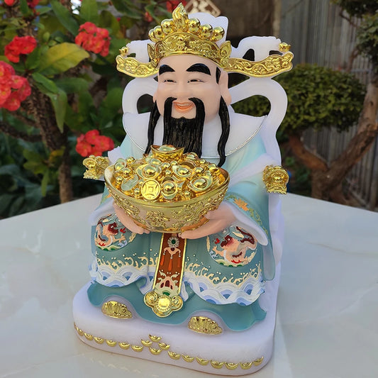 2023 Asia HOME Company Shrine Worship Good luck fortune God of Wealth CAI SHEN YE jade statue Recruit money Prosper business