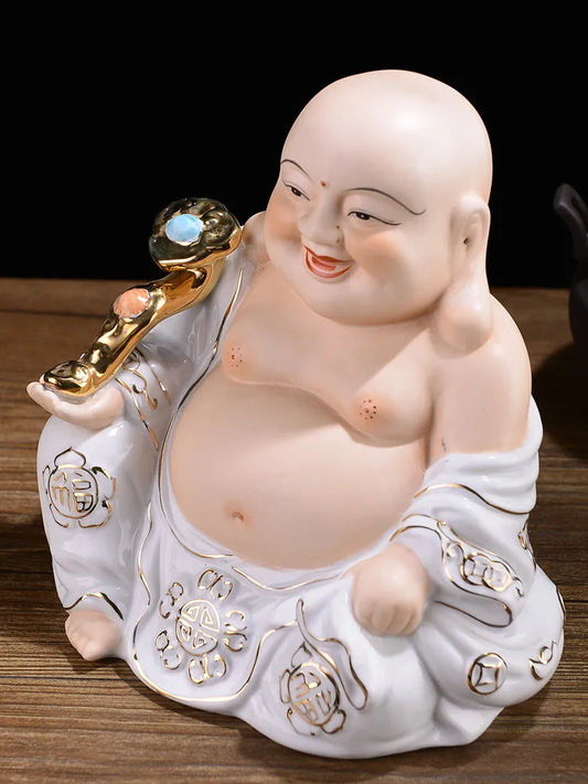 2023 Japan Indonesia Thailand HOME SHOP Porcelain Maitreya God of wealth Buddha Mammon statue Bring good luck Recruit wealth