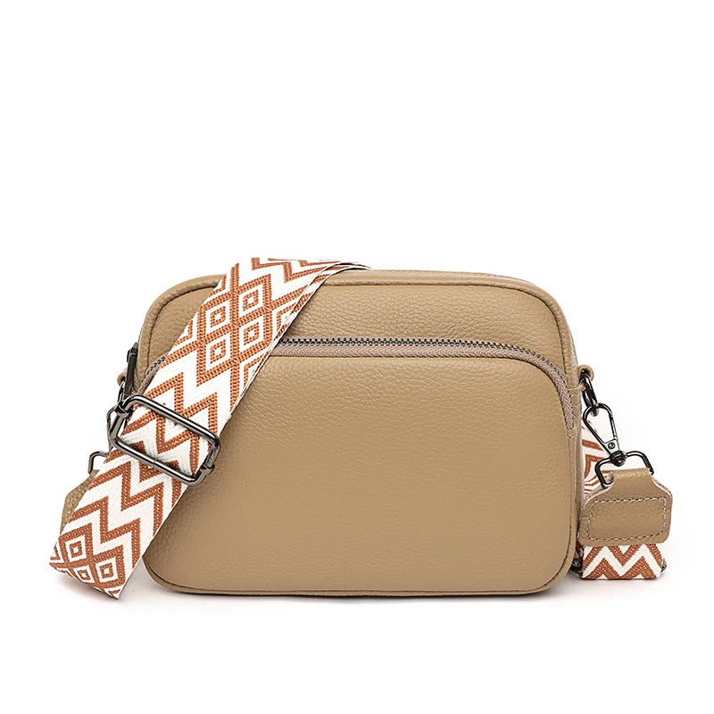 2023 Luxury Genuine Leather Women's Shoulder Crossbody Bag Weave Wide Shoulder Cowhide Women Handbags Female Phone Messenger bag