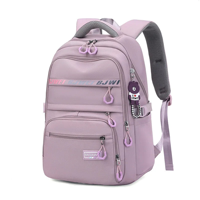2023 Multi Pocket Nylon Backpack Travel Rucksack Cute Casual Daypack School Bag for Women Student Teenagers Shoolbags Bookbag