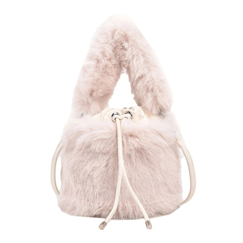 2023 NEW Fluffys Shoulder Bag for Girl Women Crossbody Bag Trendy Bucket Bag Large Capacity Fashion Drawstring Handbag