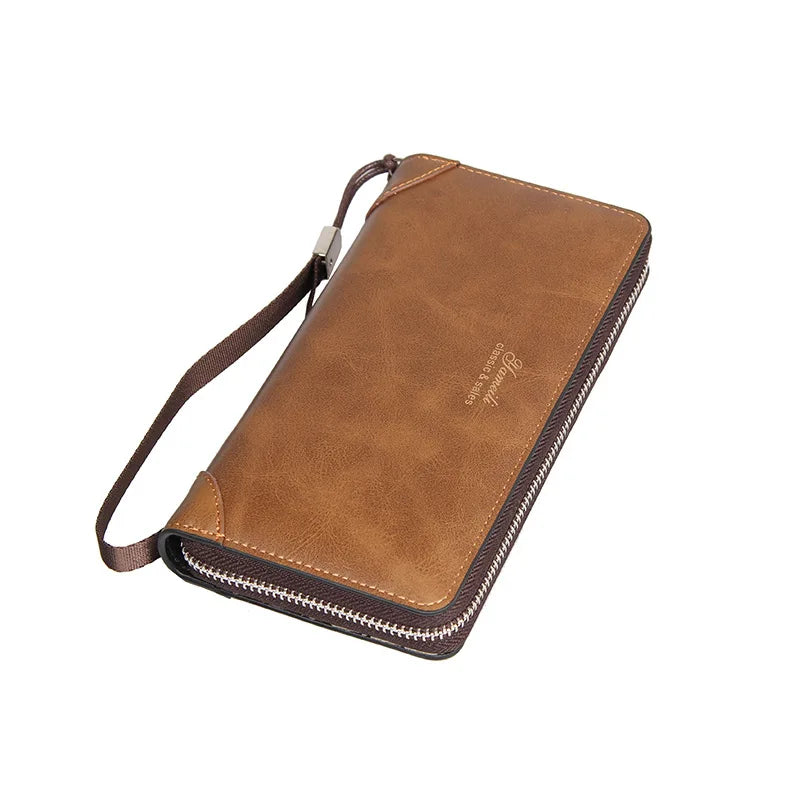 2023 New Fashion Men Clutch Bag PU Large Capacity Cell Phone Pocket Passport Pack Multifunction Wallet For Boys Clip Wrist Bag