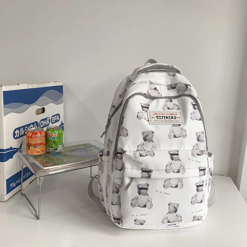 2023 New Printing Multi-Pocket Female Woman Backpack Book School Bag for Teenage Girls Boys Student Women's Travel Rucksack