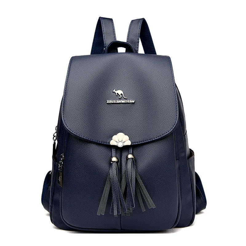 2024 Fashion Retro Women's Backpack High Quality Soft Leather Large Capacity Female Shoulder Bag Luxury Brand Girl Designer Bags