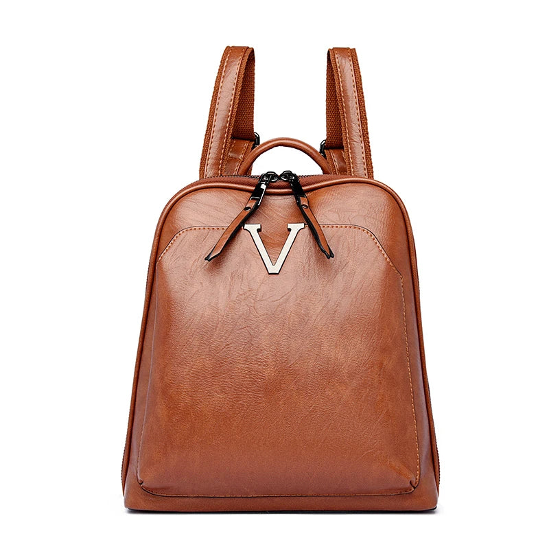 2024 Fashion Trend Women's Backpack High Quality Soft Leather Female Single Shoulder Bag School Student Girls School Bags Sac