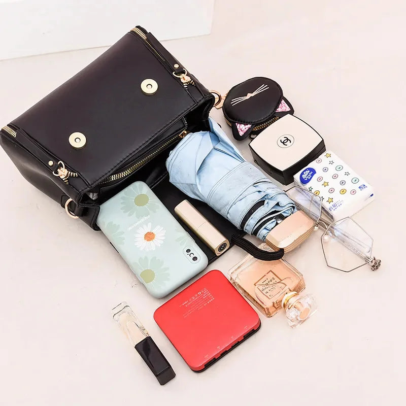 2024 Female Fashion Mini Wallets Set of Two Women s Handbags Brand PU Leather Large Capacity Shoulder Bag