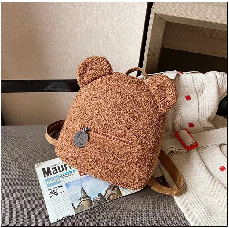 2024 Kids Cute Plush Bags Portable Women Lovely Bear Backpack Teenage Girls Small Bag Children's Bear Shaped Rucksack