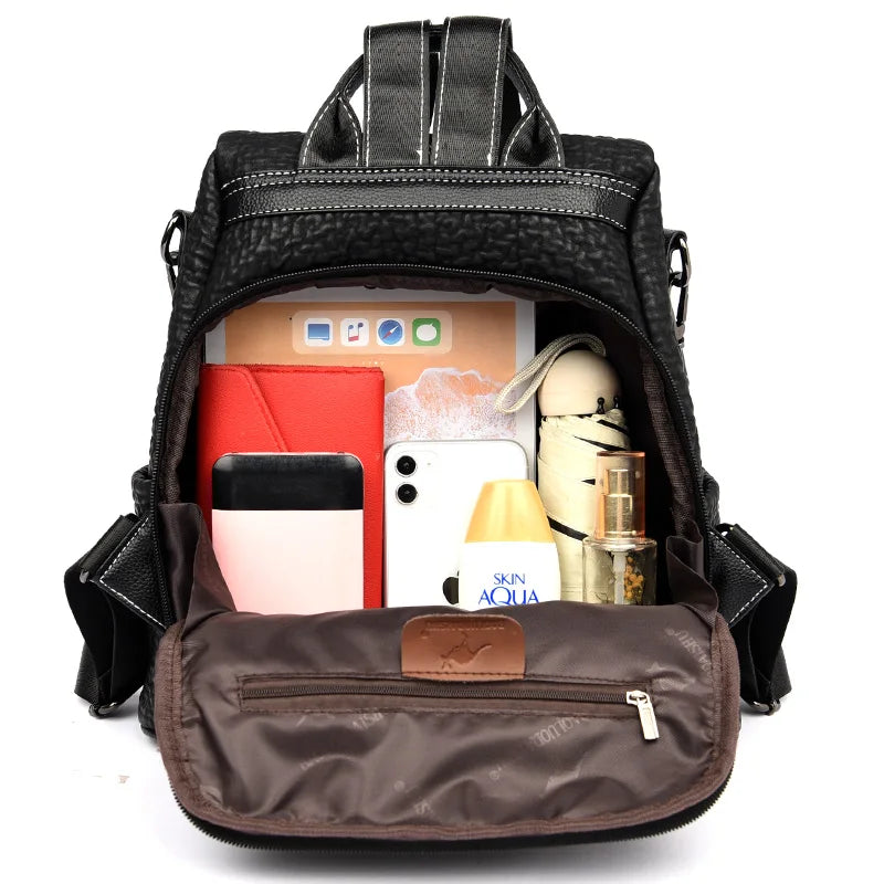 2024 Luxury Brand Women's Anti theft Bag High Quality Large Capacity Girl Backpack Retro Trendy Female Shoulder Bags Sac A Dos