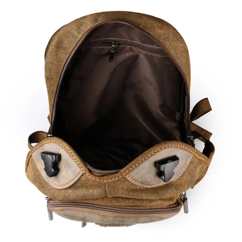 2024 Men Retro Canvas School Bag Versatile Casual Shoulder Bags Zipper Backpack Wear Resistant Climbing Bag