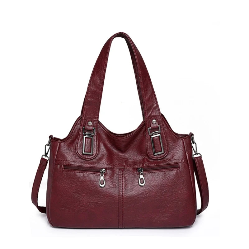 2024 NEW Leather Bag Splashproof Handbag for Girl Women Vintage Soft PU Tote Bag