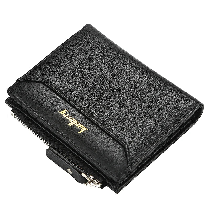 2024 New Business Men's Leather Wallet Large Capacity Card Holders Zipper Coin Purse Drop Shipping Mini Short Wallets for Men