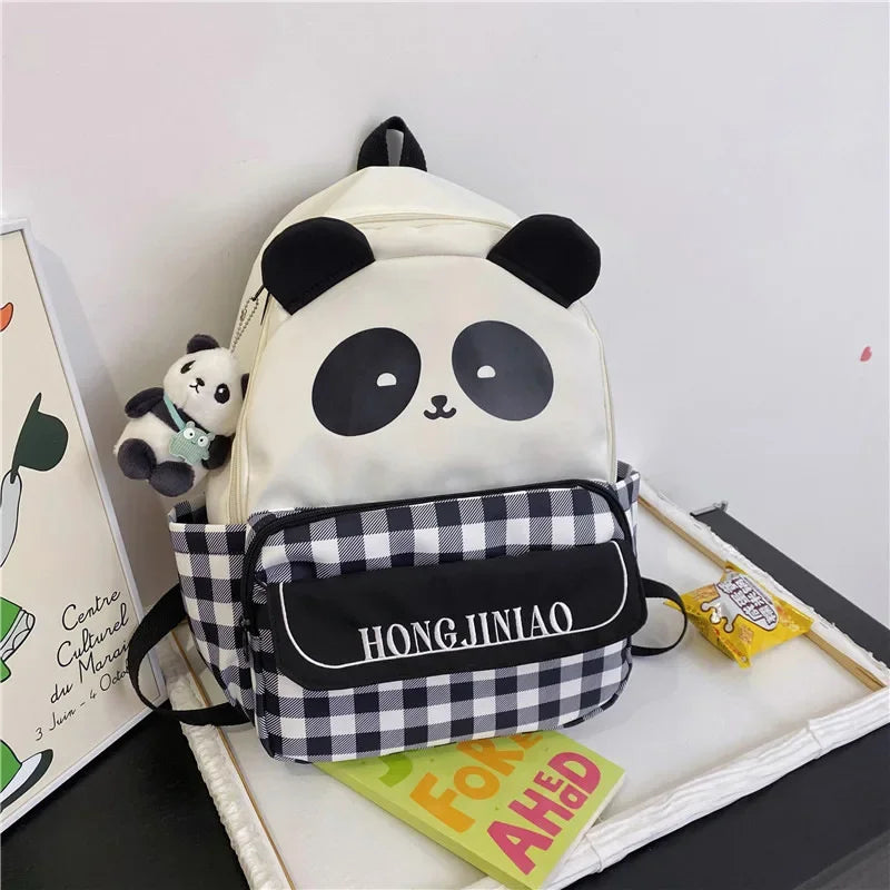 2024 New Cartoon Panda Schoolbags Lightweight Primary School Student Bookbags Waterproof Outdoor Backpack Travel Bag