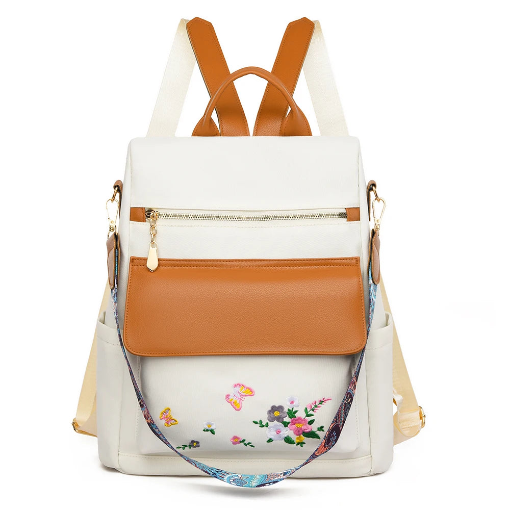 2024 New Fashion Retro Women's Shoulder Bag High Quality Embroidered Female Backpack School Student Large Capacity Book Bags Sac