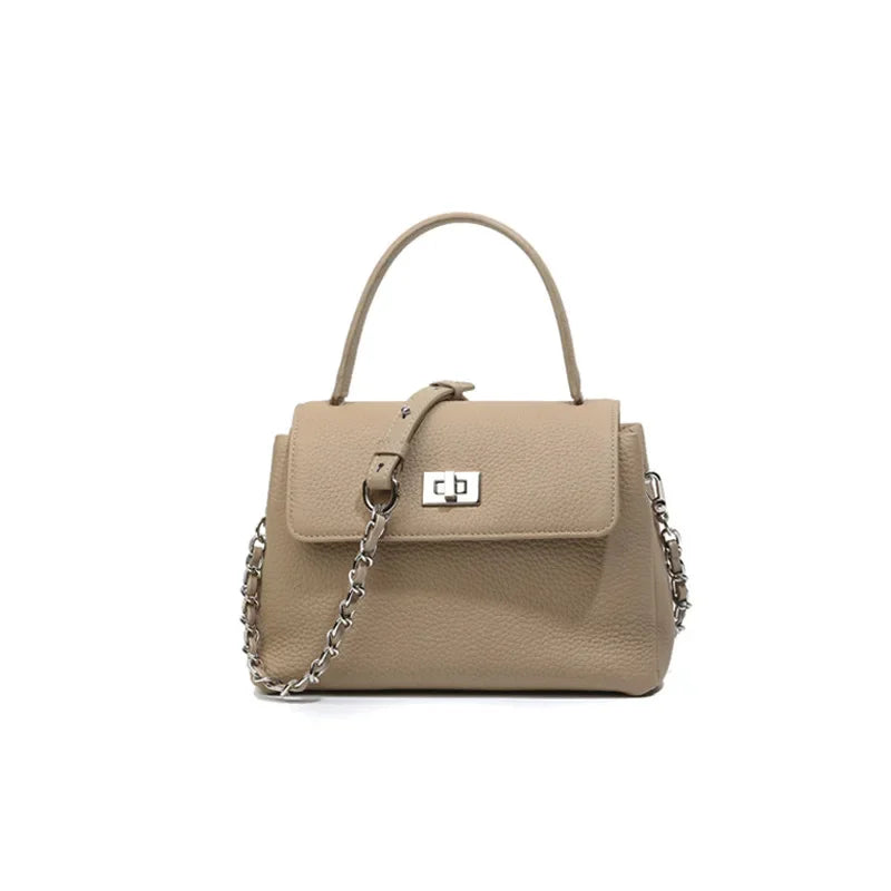 2024 New First Layer Cowhide Shoulder Designer Commuter Portable Messenger Simple Leather Women's Bag
