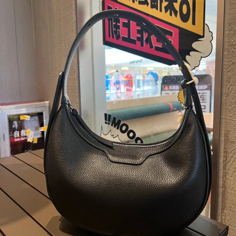 2024 New Genuine Leather Single Shoulder Underarm Bags for Women Fashion All-match Handbags Simple Commuter Bolsos Mujer Moda