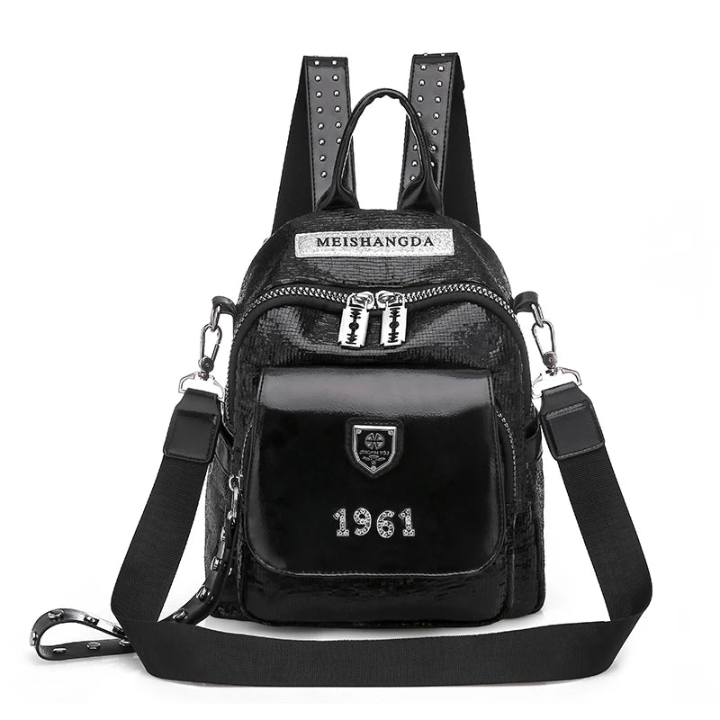 2024 New High Beauty Girl Student School Bag High Quality Leather Women's Backpack Large Capacity Female Travel Bolsas Sac A Dos