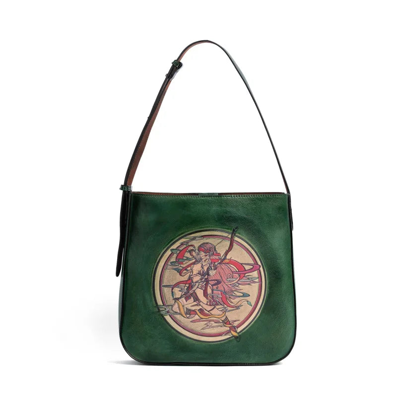 2024 New High Quality Leather Women Handbags Retro Handmade Embossed Shoulder Bag Large Capacity Female Commuter Tote Bags