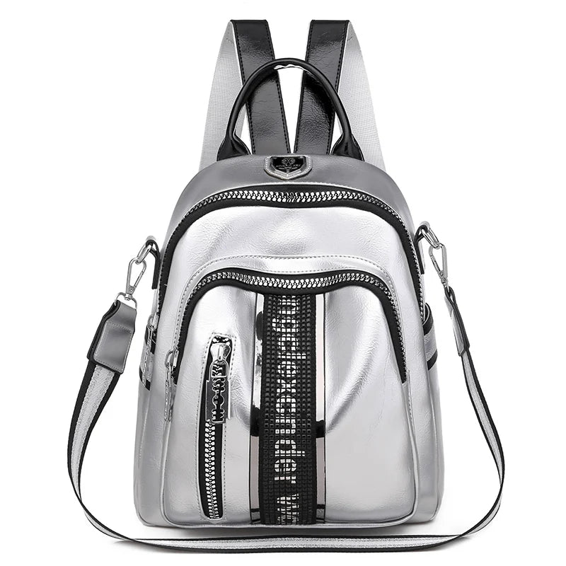 2024 New High Quality PU Soft Leather Women's Backpack Large Capacity Waterproof Female Travel Bags Multi Pocket Student Bolsas