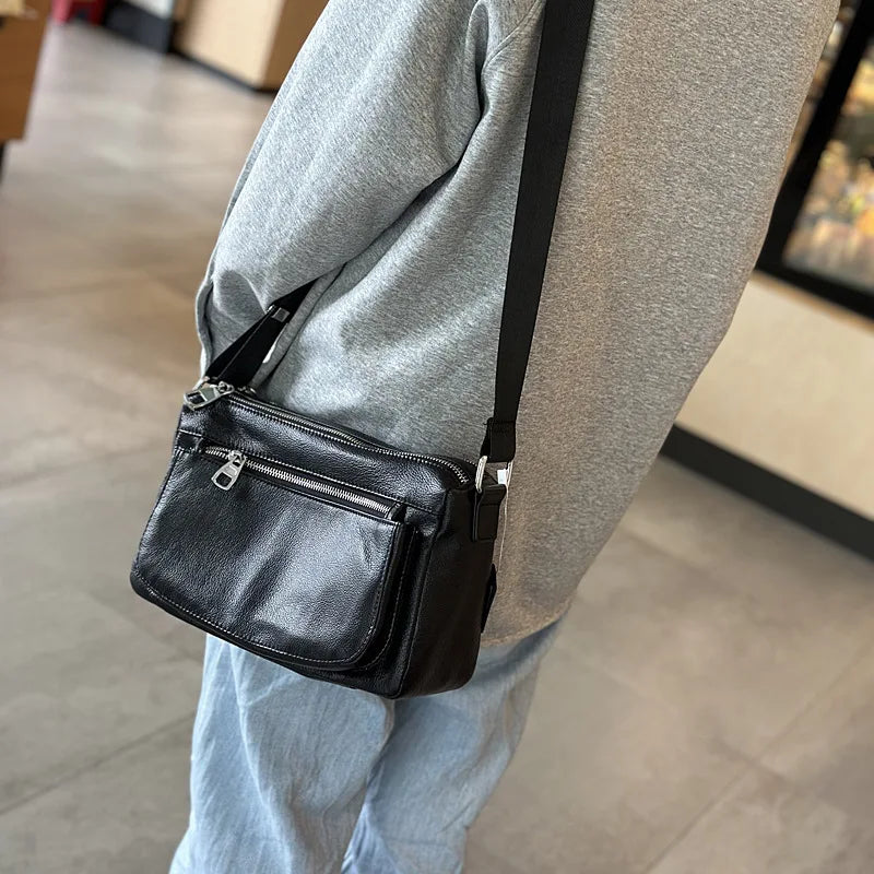 2024 New Korean Leisure Crossbody Shoulder Bags Vintage Multi-compartment Soft Leather Handbags Casual All-match Solid Bolsas