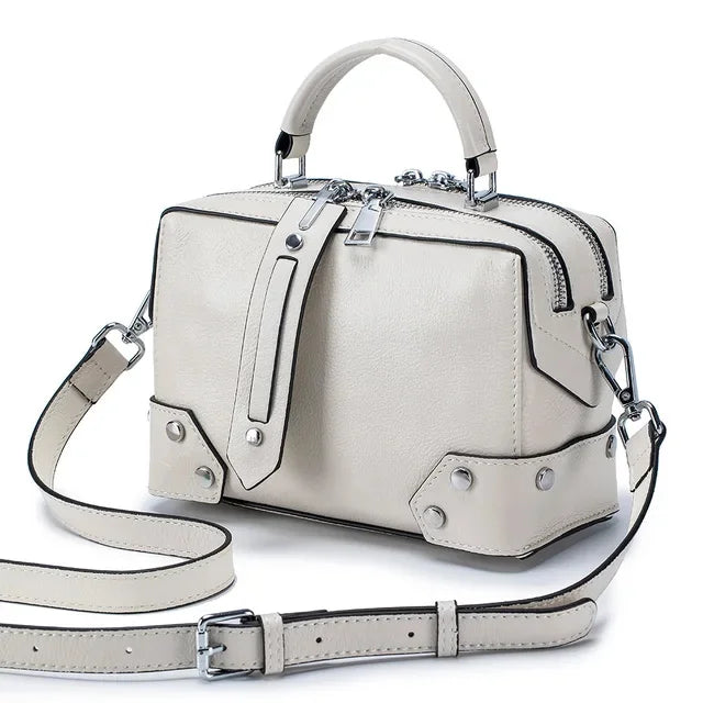 2024 New Leather Female Cowhide Hand Bill of Lading Shoulder Crossbody Fashion Everything Small Square Bag