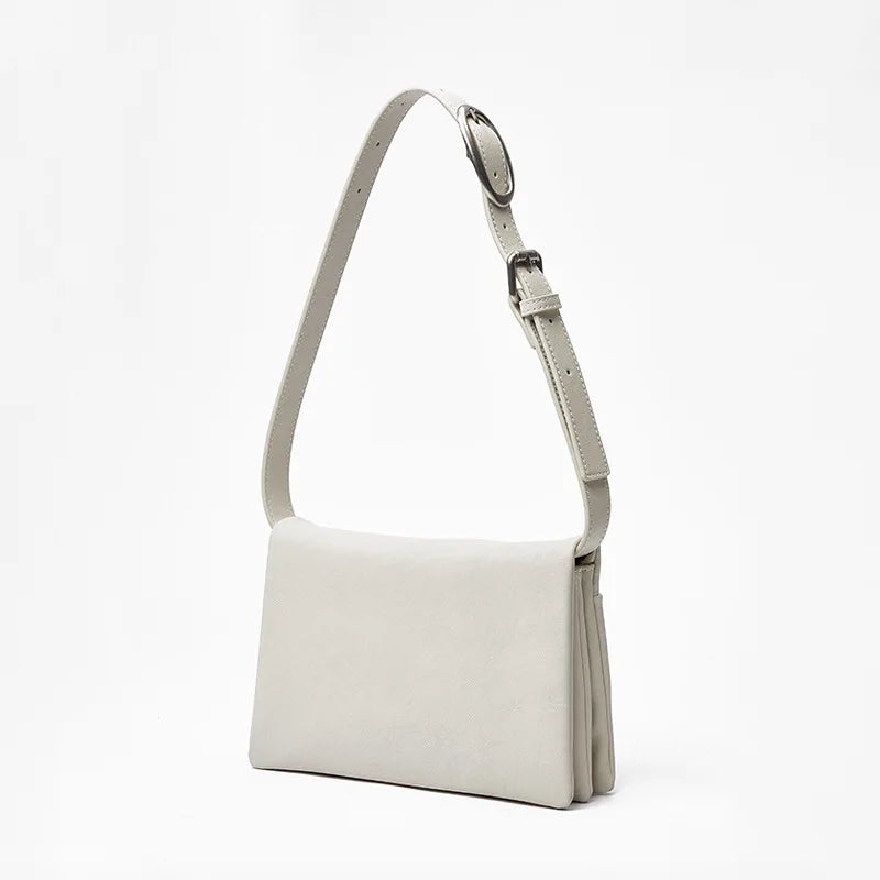 2024 New Simple Fashion Small Square Bag Korean Ins Style Elegant Commuter Geunine Leather Handbags Pure Color All-match Bolsas