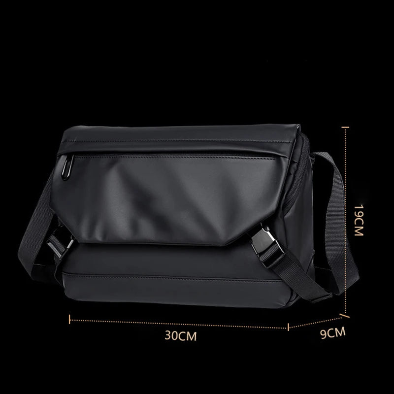 2024 New Waterproof Black Shoulder Bag Men Vintage Motorcycle Travel Bag Large Business Casual Crossbody Bags for women