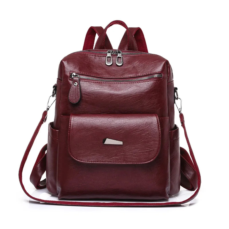 2024 New Women Backpack High Quality Leather Backpack Multifunction Shoulder Bags School Bags for Teenager Girls Bagpack Mochila